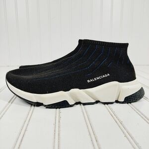 Balenciaga Black White Speed Cloth Trainers Pull-On Athleisure Sneakers H773